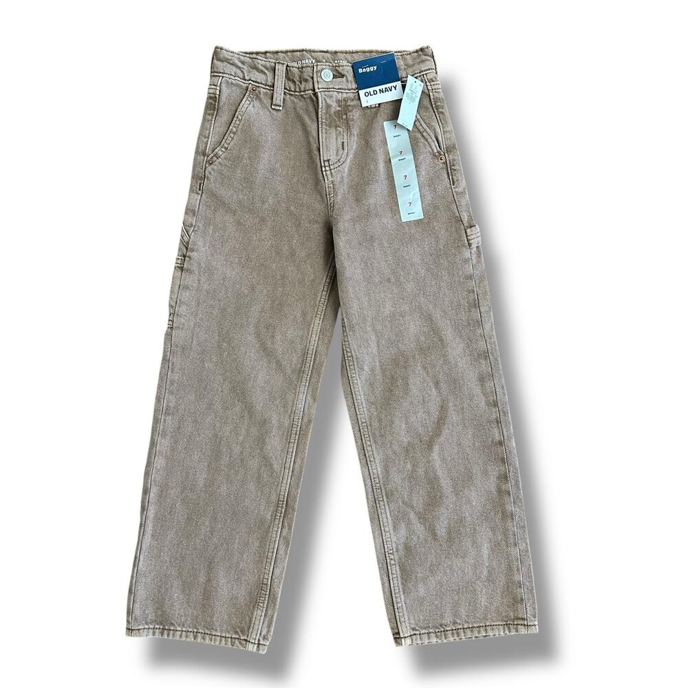 Old Navy‎ Baggy Carpenter Jeans Kids’ Size 7, Light Brown Wash, 100% Cotton, NWT